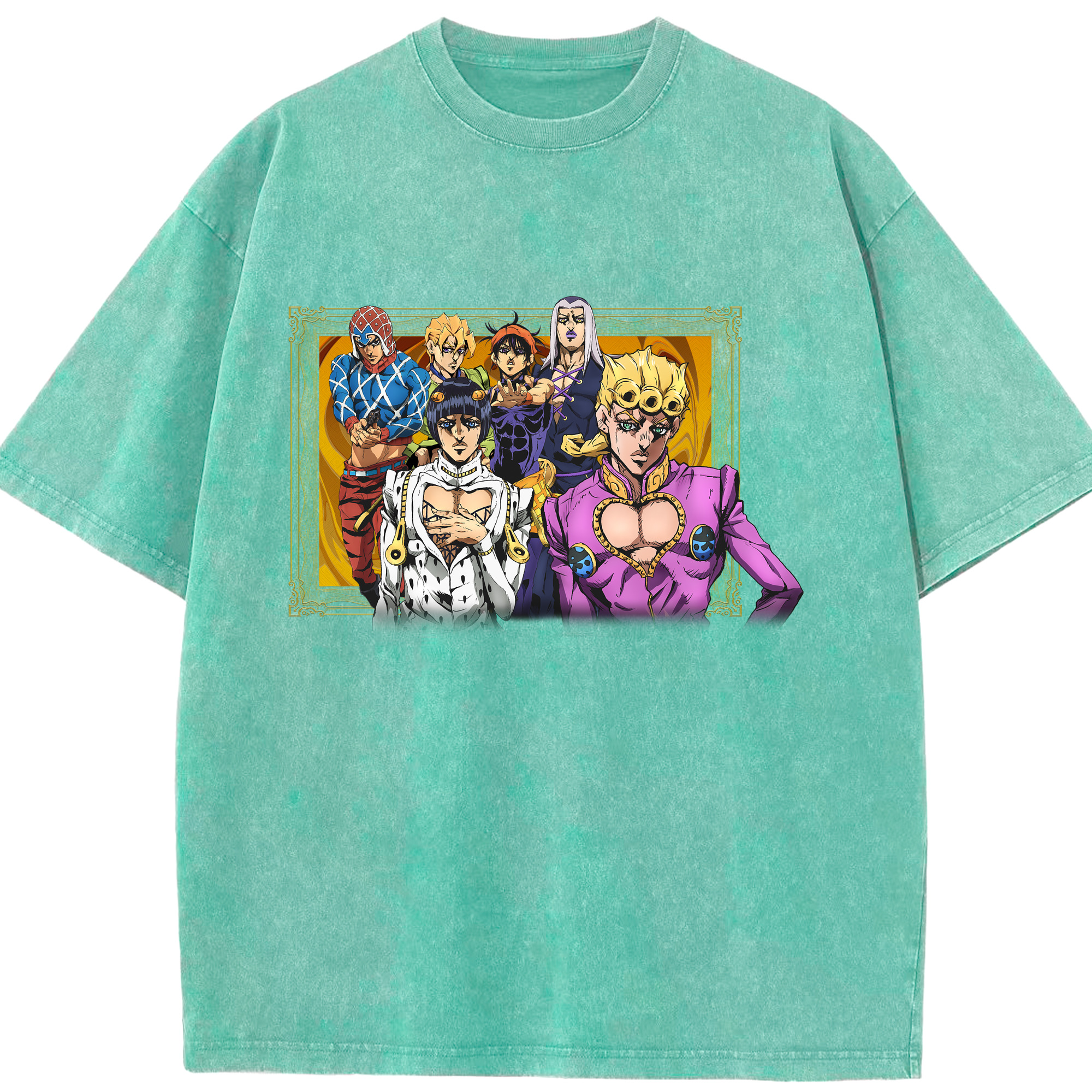 （画像用） ジョジョの奇妙な冒険 ジョルノ?ジョバァーナ JoJo's Bizarre Adventure Giorno Giovanna 綿100% ヴィンテージ風 半袖Tシャツ（フロントプリント）